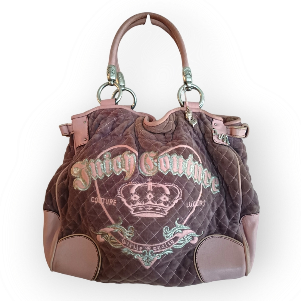 Juicy Couture Vintage bag Velour leather medium pink